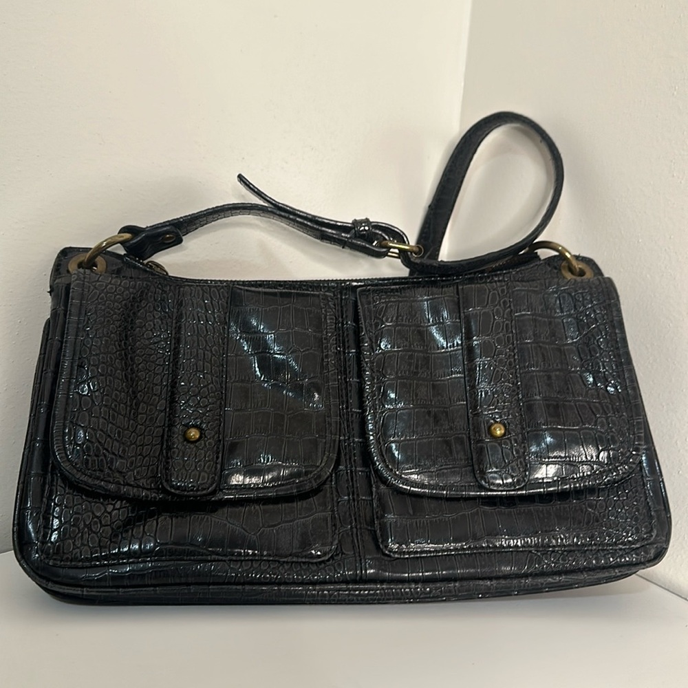 Simply Vera Wang Croc Faux Leather Shoulder Bag Purse